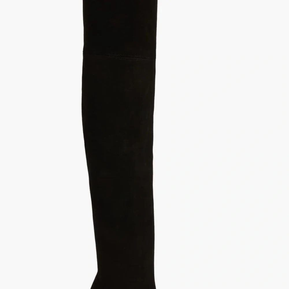 Stuart Weitzman Black Over-The-Knee Boots — Sleek Stretch Suede 9.5